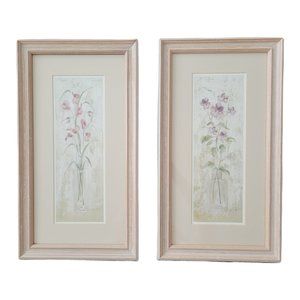 CHERI BLUM Floral Framed Print Art Vintage Wall Decor